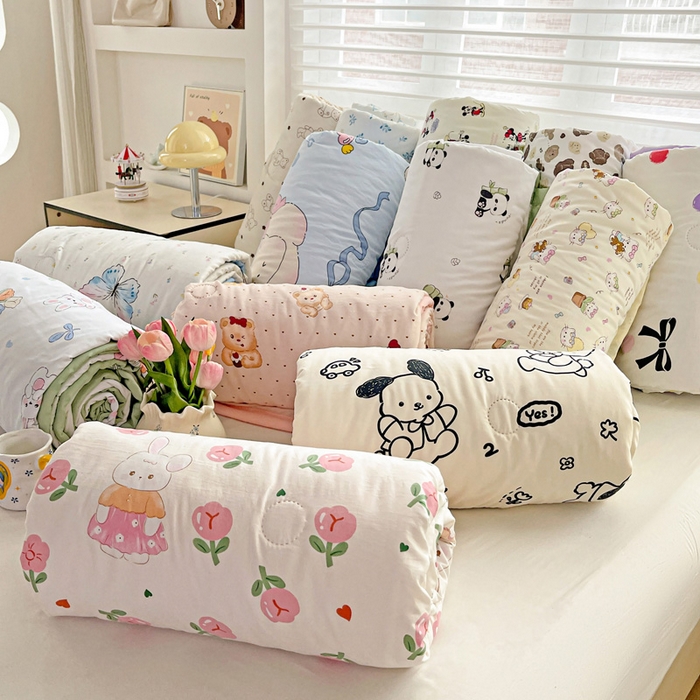 91家纺网 家纺一手货源 找家纺 富艺隆 2025新款水洗棉双层纱夏被 组合图仅供展示