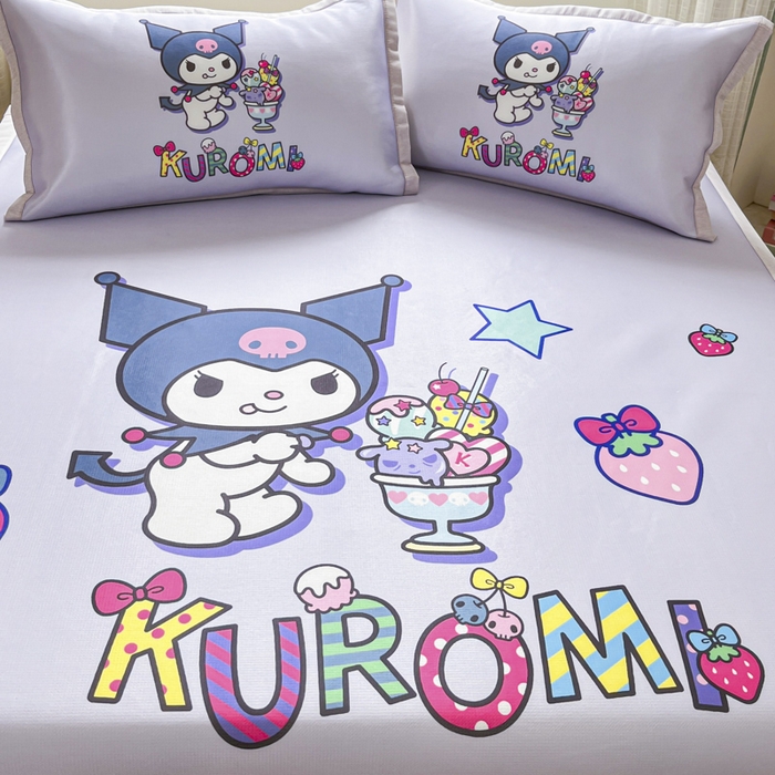 91家纺网 家纺一手货源 找家纺 博雅 2025新款三丽欧A类大版数码印花1200D冰丝凉席凉席席子 开心库洛米