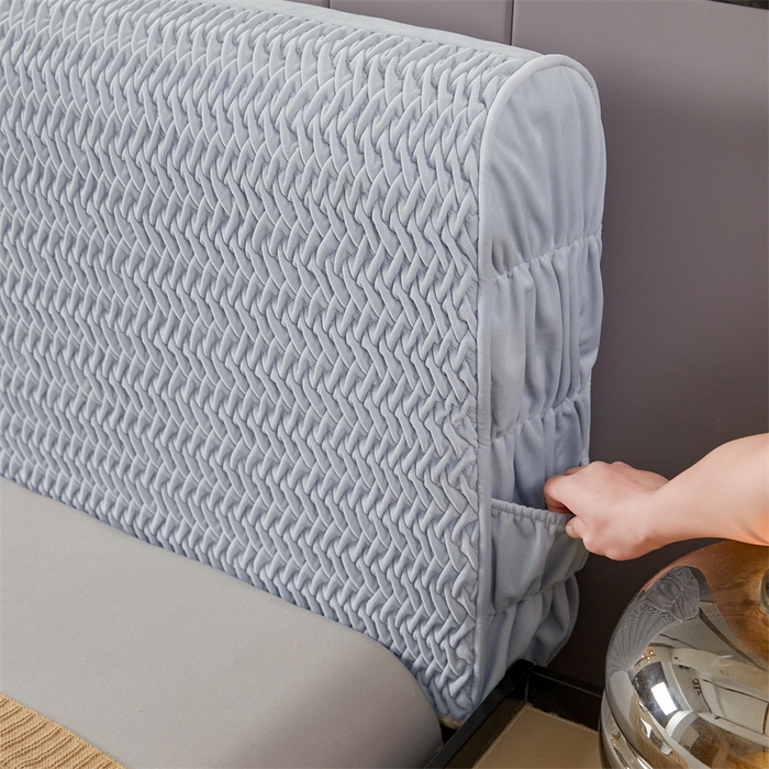 91家纺网 家纺一手货源 找家纺 情恒家纺 2025新款德芙绒工艺款全包床头罩 流光银