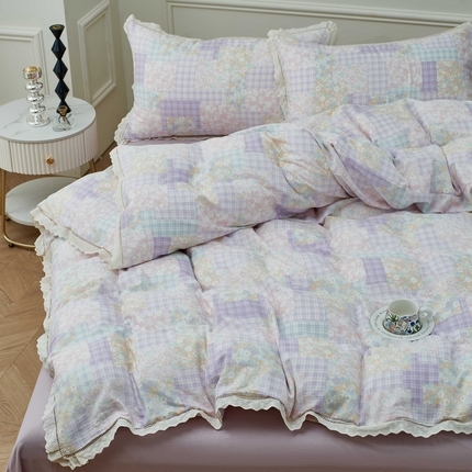 91家纺网 家纺一手货源 找家纺 （总）黛馨 2025新款全棉纯棉镂空蕾丝边四件套