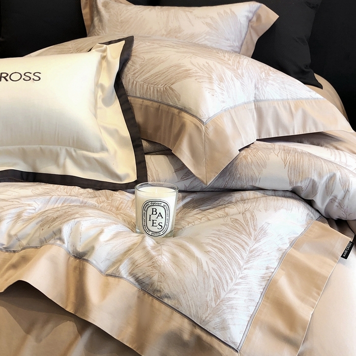 91家纺网 家纺一手货源 找家纺 佳汐蓝2025新款典雅诗意花卉全棉印花四件套券后不低于438/458元 烟火星辰-日落桔