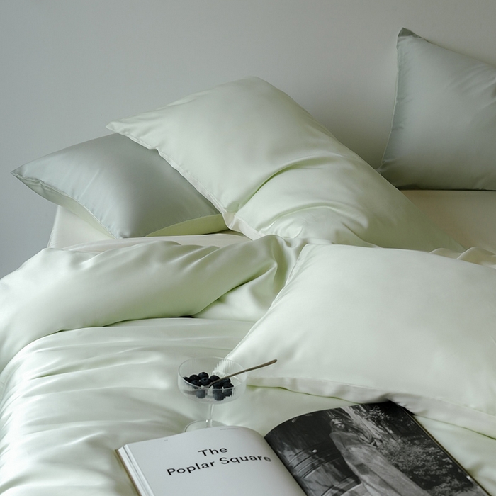 91家纺网 家纺一手货源 找家纺 简纯主义 2025新款60s兰精天丝纯色四件套 薄荷