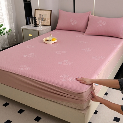 席之家 2025新款3D冰感床笠款豆豆席 床笠-茶花之恋-粉