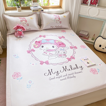 91家纺网 家纺一手货源 找家纺 博雅 2025新款三丽欧A类大版数码印花1200D冰丝凉席凉席席子 气球库洛米