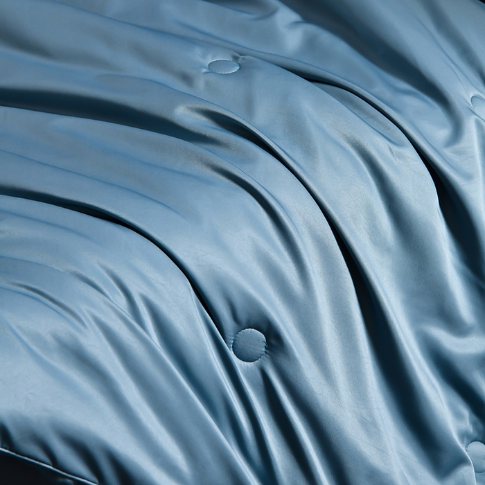 91家纺网 家纺一手货源 找家纺 优尚家纺 2025新款水洗天丝刺绣夏被夏被四件套 冰岛蓝