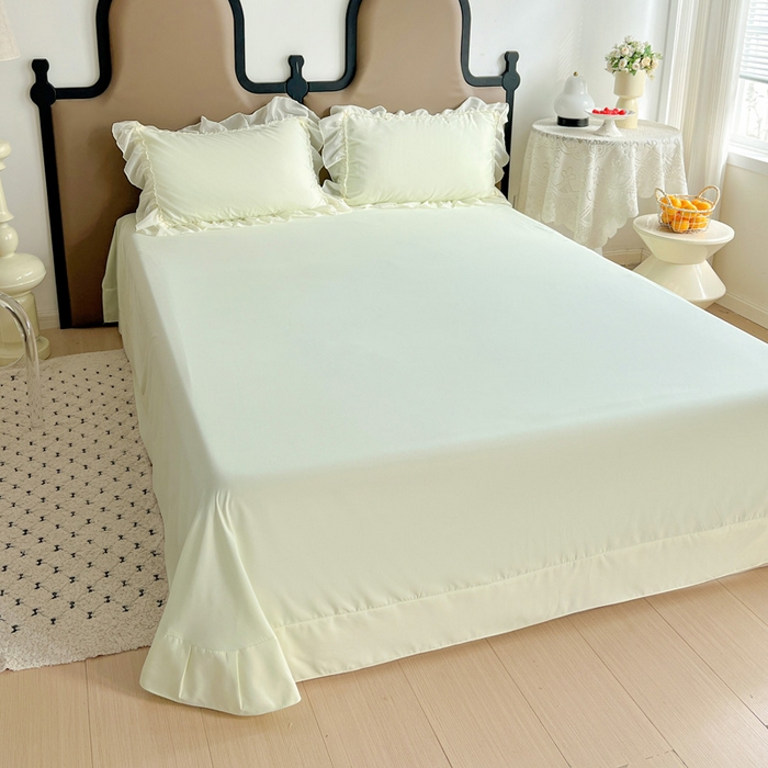 91家纺网 家纺一手货源 找家纺 艺玲家纺 2025新款糯小棉爱丽莎雪纺花边四件套 爱丽莎-绿