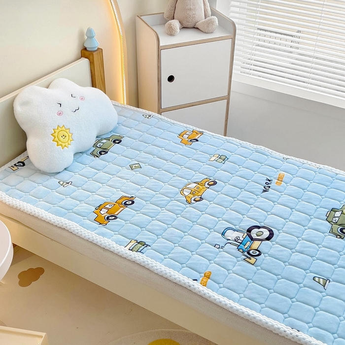 91家纺网 家纺一手货源 找家纺 梵赫家纺2024新款牛奶绒床护垫床垫幼儿园床垫儿童床垫可水洗 垫套-工程车队