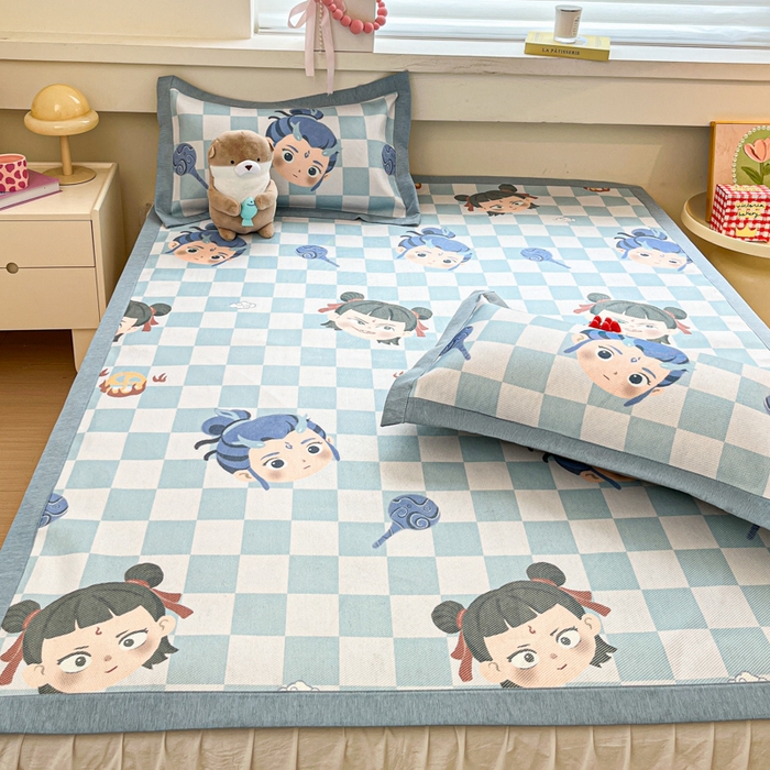 91家纺网 家纺一手货源 找家纺 迪乐妮 2025新款印花真冰藤冰凉席 吒儿