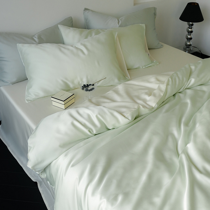 91家纺网 家纺一手货源 找家纺 简纯主义 2025新款60s兰精天丝纯色四件套 薄荷