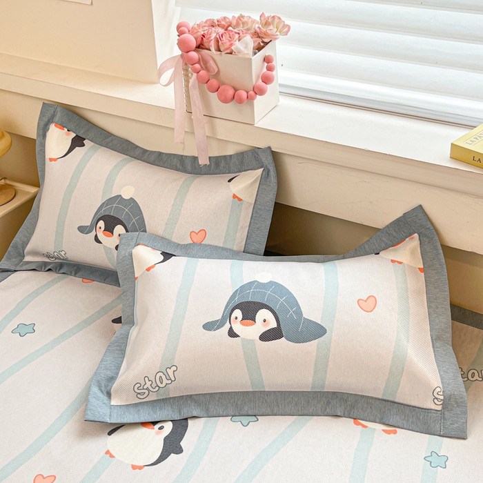 91家纺网 家纺一手货源 找家纺 迪乐妮 2025新款印花真冰藤冰凉席 小企鹅