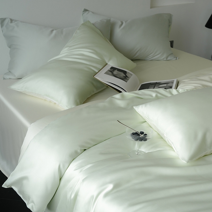 91家纺网 家纺一手货源 找家纺 简纯主义 2025新款60s兰精天丝纯色四件套 薄荷