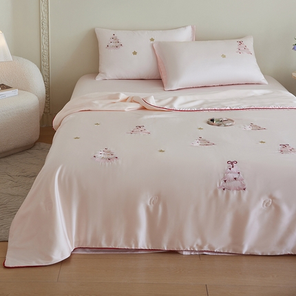 风向标家纺 2025新款50莱赛尔天丝夏被四件套（嵌绳款） 冰粉夏日