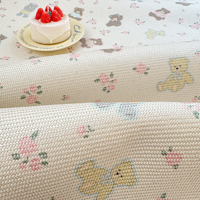 91家纺网 家纺一手货源 找家纺 迪乐妮 2025新款印花真冰藤冰凉席 小熊乐园