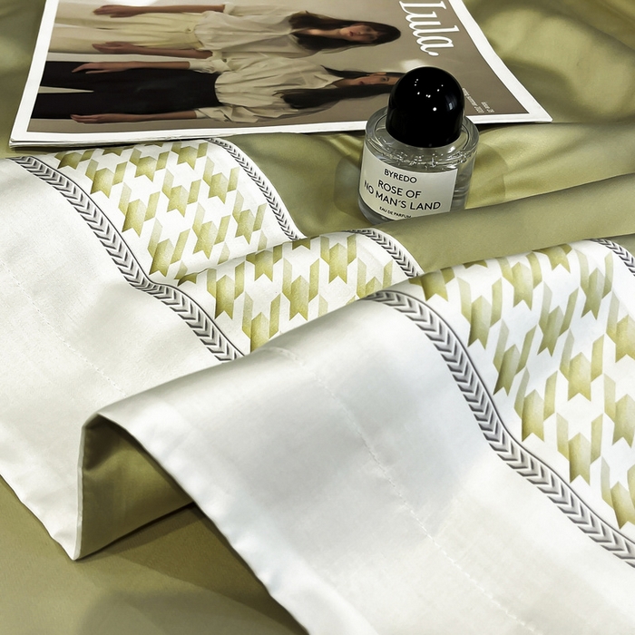 91家纺网 家纺一手货源 找家纺 露梦家纺 2025新款A类水洗真丝数码边莫兰迪系列夏被子被芯 莫兰迪-香草绿