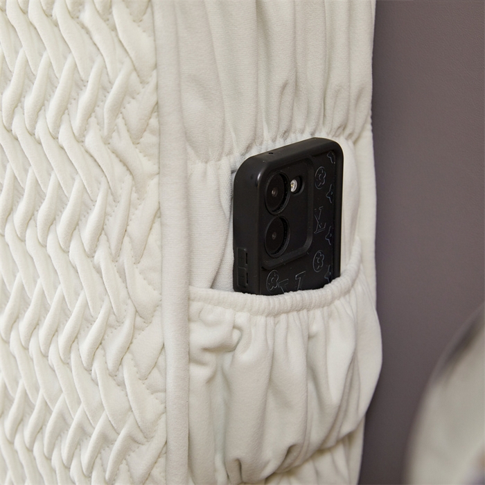 91家纺网 家纺一手货源 找家纺 情恒家纺 2025新款德芙绒工艺款全包床头罩 云朵白