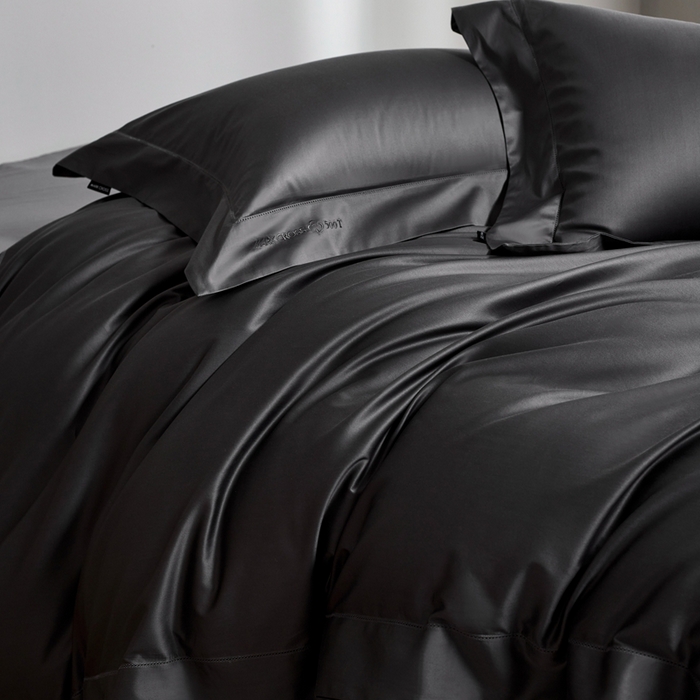 91家纺网 家纺一手货源 找家纺 佳汐蓝 2025新款奢简高支棉柔雾奢缎长绒棉四件套券后不低于628/648元 百慕灰