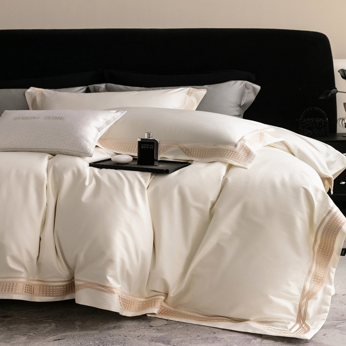 91家纺网 家纺一手货源 找家纺 馨蕊家居 2025春夏新品100s高奢典藏简约全棉系列 棉凯伦-月光白