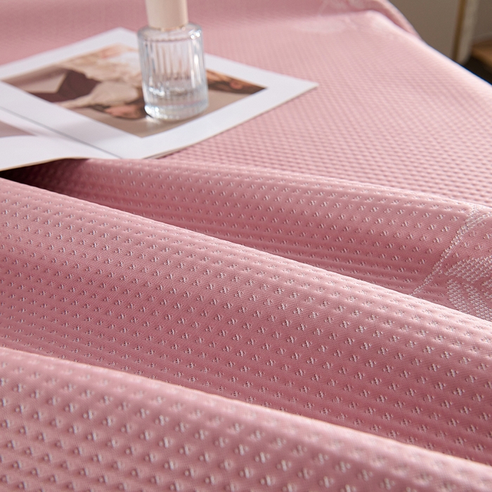 91家纺网 家纺一手货源 找家纺 席之家 2025新款3D冰感蕾丝床裙豆豆席 蕾丝-茶花之恋-粉