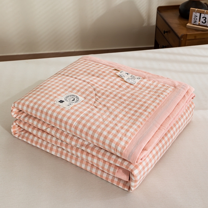 91家纺网 家纺一手货源 找家纺 鑫棉坊 2025新款全棉色织水洗棉A类棉花夏被可机洗空调被四件套床单枕套 初晴