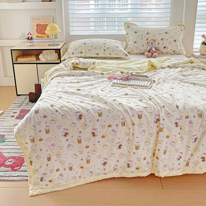 91家纺网 家纺一手货源 找家纺 富艺隆 2025新款水洗棉双层纱夏被 小豆喵