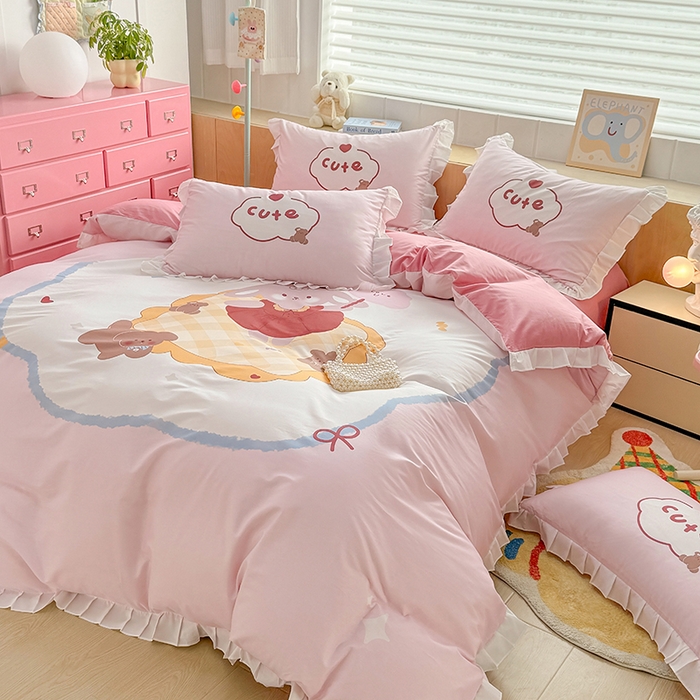 91家纺网 家纺一手货源 找家纺 玉元坊 2025新款全棉纯棉数码印花四件套 蛋糕公主