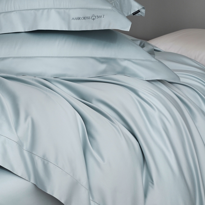 91家纺网 家纺一手货源 找家纺 佳汐蓝 2025新款奢简高支棉柔雾奢缎长绒棉四件套券后不低于628/648元 晴空蓝