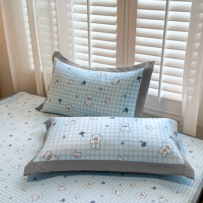 91家纺网 家纺一手货源 找家纺 迪乐妮 2025新款真冰藤印花床笠款凉席 baby熊