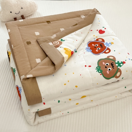 寻米 2025新款13070全棉纯棉印花夏被夏凉被空调被 快乐熊仔