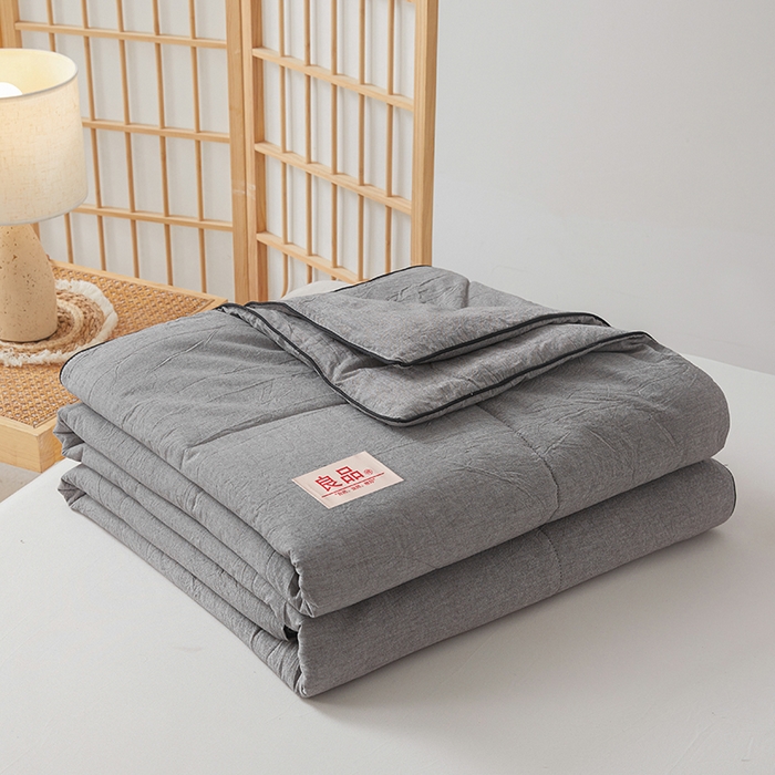 91家纺网 家纺一手货源 找家纺 熙宴家纺 2025新款纯色水洗棉新疆棉花夏被 石灰