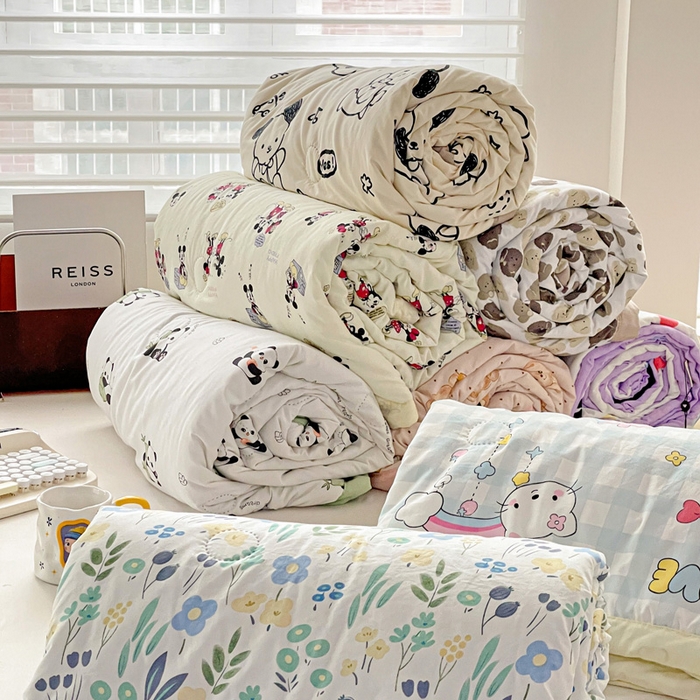 91家纺网 家纺一手货源 找家纺 富艺隆 2025新款水洗棉双层纱夏被 组合图仅供展示