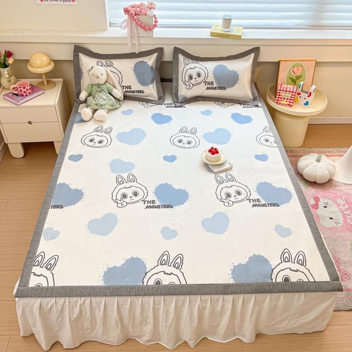 91家纺网 家纺一手货源 找家纺 迪乐妮 2025新款印花真冰藤冰凉席 小怪兽