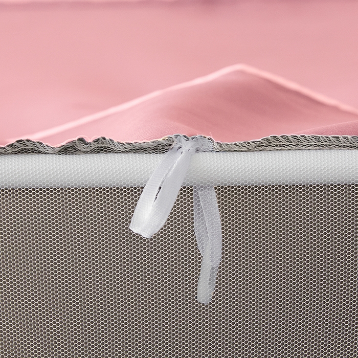 91家纺网 家纺一手货源 找家纺 2025新款学生床遮光蚊帐 草莓粉熊