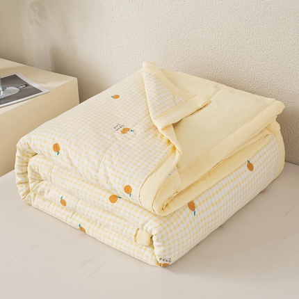 91家纺网 家纺一手货源 找家纺 好睡棉 2025新款柔软裸睡级水洗棉夏被新疆棉花被夏凉被空调被被子 幸运橘