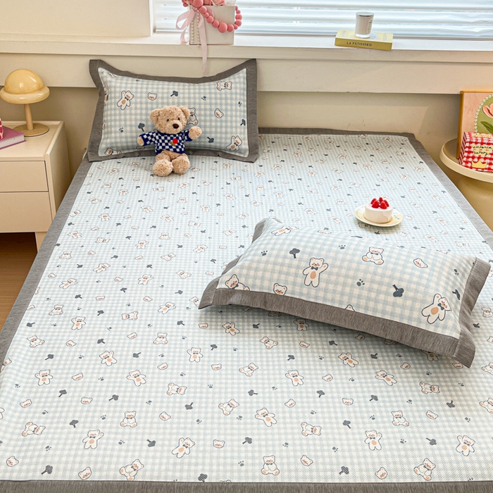 91家纺网 家纺一手货源 找家纺 迪乐妮 2025新款印花真冰藤冰凉席 baby熊