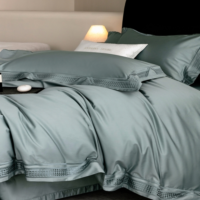 91家纺网 家纺一手货源 找家纺 馨蕊家居 2025春夏新品100s高奢典藏简约全棉系列 棉凯伦-北卡蓝