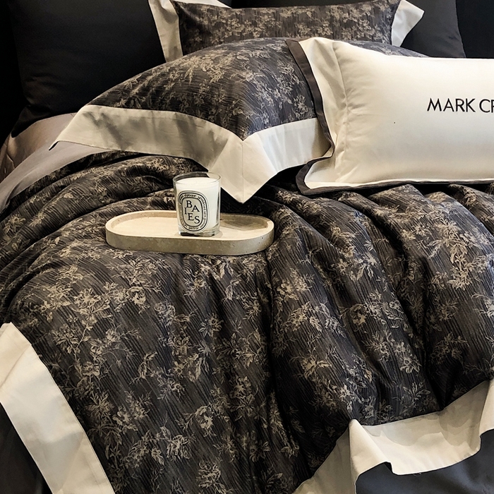 91家纺网 家纺一手货源 找家纺 佳汐蓝2025新款典雅诗意花卉全棉印花四件套券后不低于438/458元 柏林庄园-游牧灰