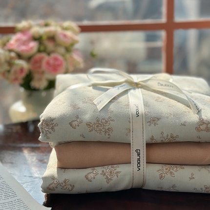 麦伦家居 2025新款全棉有氧双层纱简约款系列四件套 半亩花田