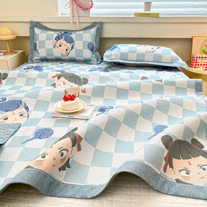 91家纺网 家纺一手货源 找家纺 迪乐妮 2025新款印花真冰藤冰凉席 吒儿