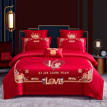 91家纺网 家纺一手货源 找家纺 （总）富之雅婚庆 2025新款全棉新中式刺绣婚庆四件套多件套【控价销售最低不低于288元】