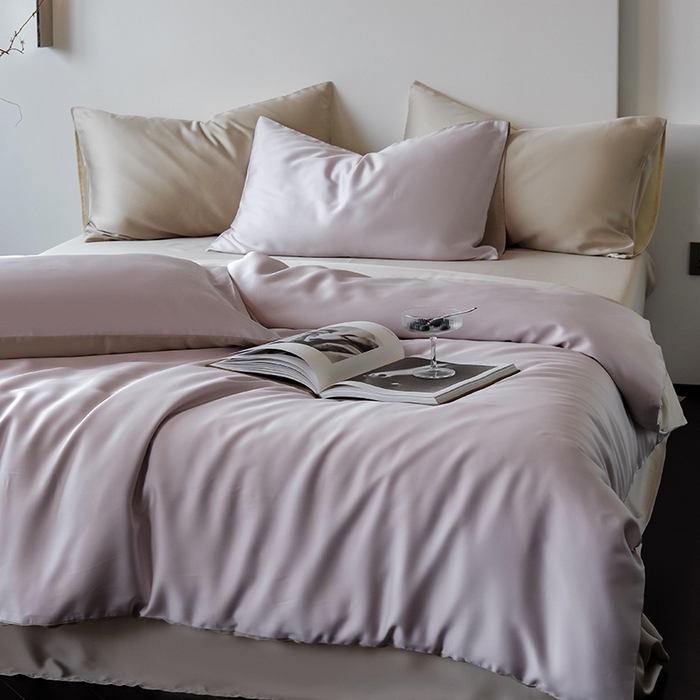 91家纺网 家纺一手货源 找家纺 简纯主义 2025新款60s兰精天丝纯色四件套 紫乐