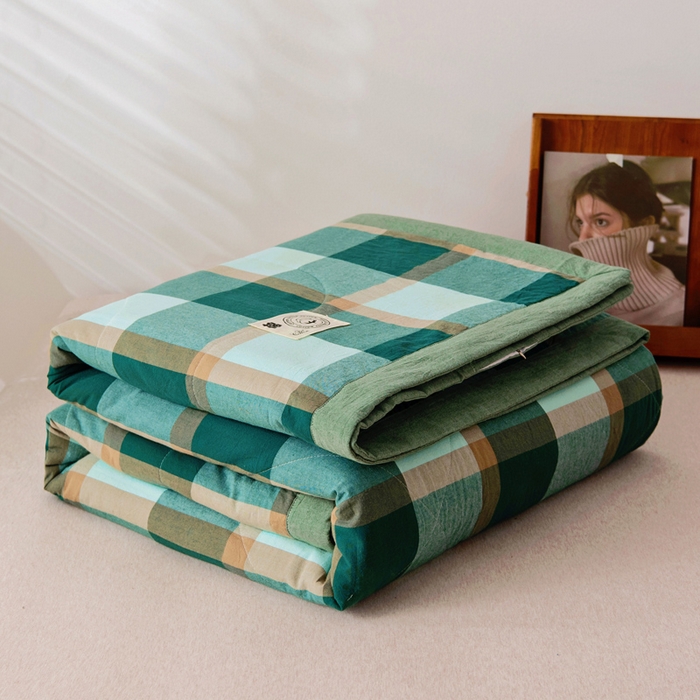 91家纺网 家纺一手货源 找家纺 鑫棉坊 2025新款全棉色织水洗棉A类棉花夏被可机洗空调被四件套床单枕套 澜海