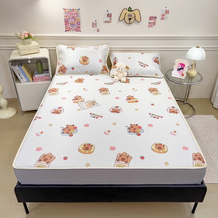 91家纺网 家纺一手货源 找家纺 （总）摩妮卡 2025新款小清新碳光冰丝软席床笠款单床笠三件套