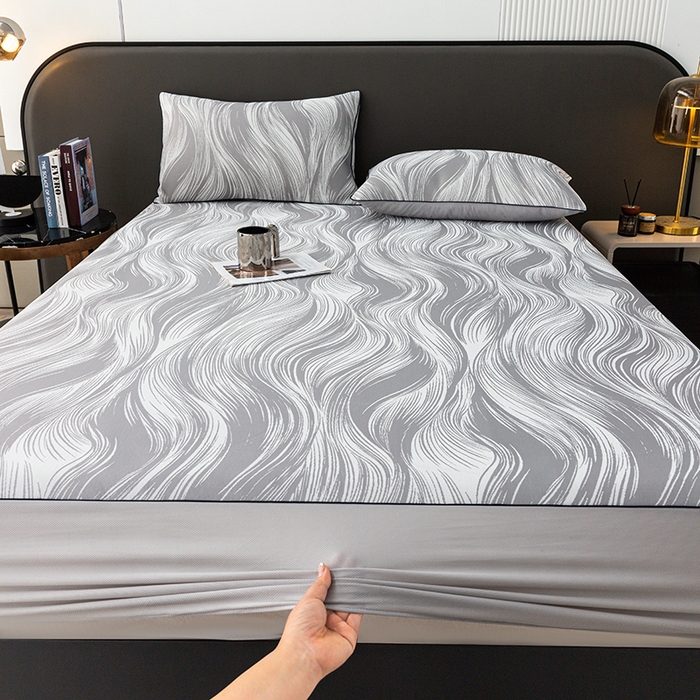 91家纺网 家纺一手货源 找家纺 锦罗绣 2025春夏新款PE中分子凉感提花软凉席席子 极简主义-灰 床笠款