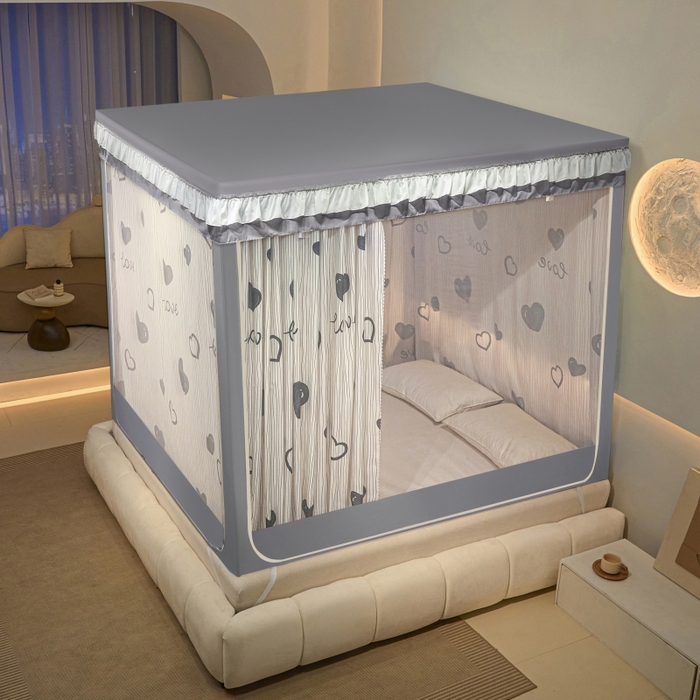 91家纺网 家纺一手货源 找家纺 冉美家纺  2025新款U型遮光方顶坐床蚊帐 宝贝甜心