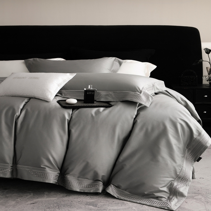 91家纺网 家纺一手货源 找家纺 馨蕊家居 2025春夏新品100s高奢典藏简约全棉系列 棉凯伦-高级灰