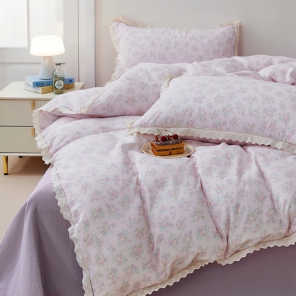 91家纺网 家纺一手货源 找家纺 （总）黛馨 2025新款全棉纯棉镂空蕾丝边四件套