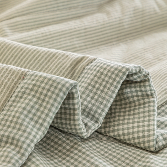 91家纺网 家纺一手货源 找家纺 鑫棉坊 2025新款全棉色织水洗棉A类棉花夏被可机洗空调被四件套床单枕套 浅绿谧意