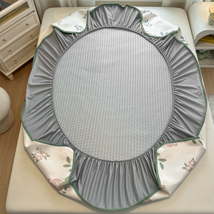 91家纺网 家纺一手货源 找家纺 迪乐妮 2025新款真冰藤印花床笠款凉席 丛林熊