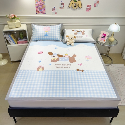 91家纺网 家纺一手货源 找家纺 （总）摩妮卡 2025新款A类大版碳光冰丝席 三件套