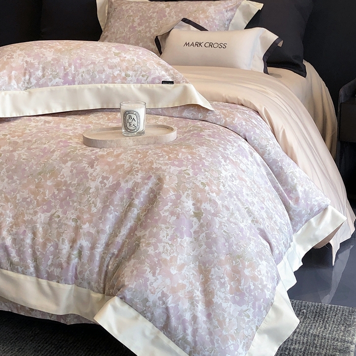 91家纺网 家纺一手货源 找家纺 佳汐蓝2025新款典雅诗意花卉全棉印花四件套券后不低于438/458元 馥雅铃兰-胭脂粉